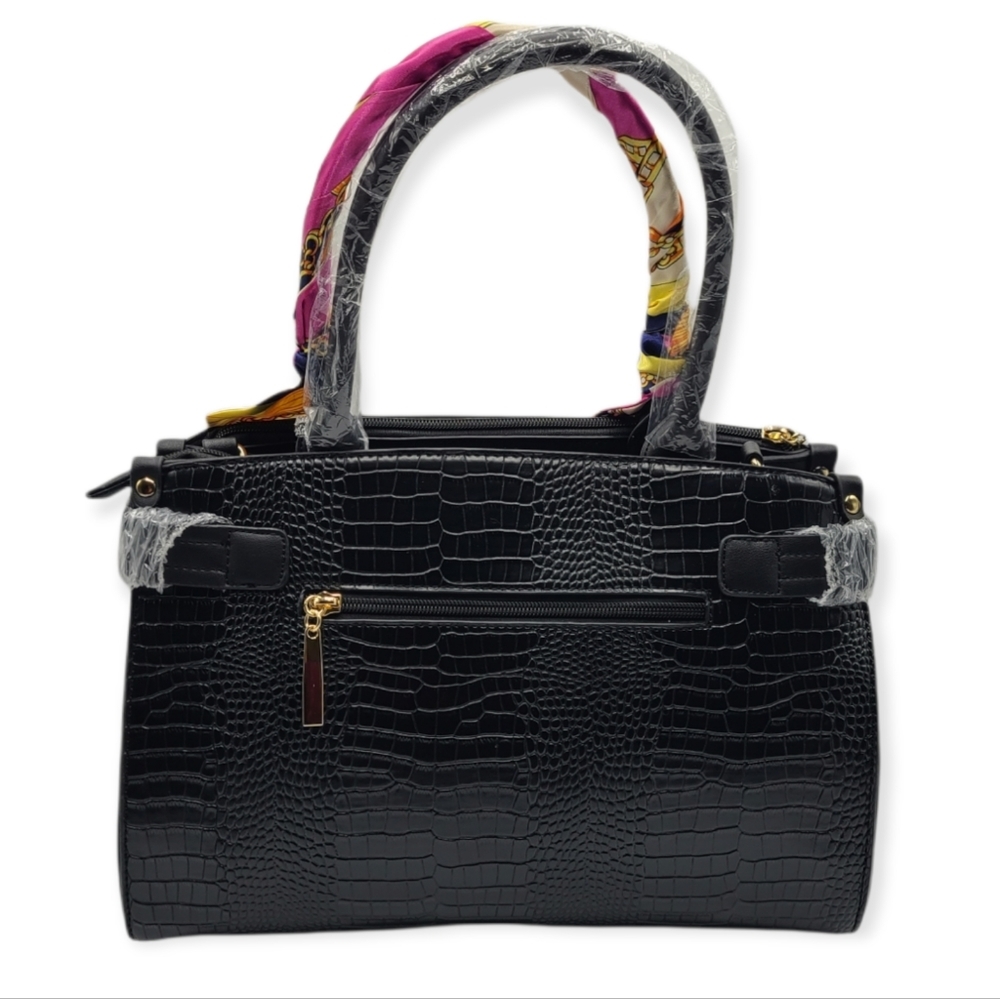 Faux Croc Embossed Satchel Bag - Picture 2 of 5